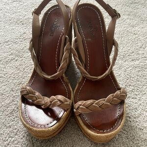 Valentino tan, beige wedge heels, size 40